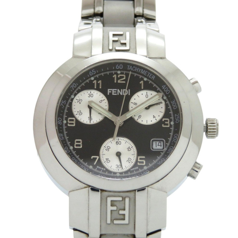 Fendi Horology 計時碼錶 031-4500G-756 不鏽鋼黑色與銀色石英手錶配錶盤 1502 FENDI-0