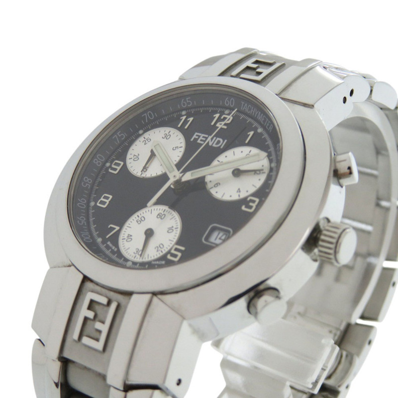 Fendi Horology 計時碼錶 031-4500G-756 不鏽鋼黑色與銀色石英手錶配錶盤 1502 FENDI-1