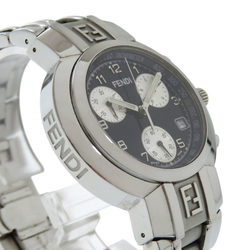 Fendi Horology 計時碼錶 031-4500G-756 不鏽鋼黑色與銀色石英手錶配錶盤 1502 FENDI-3