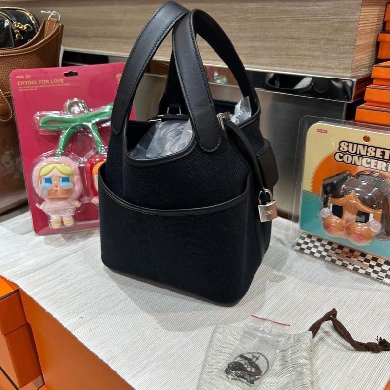 Hermes Picotin 18 cargo,黑銀,STAMP Z-1