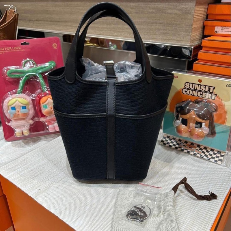 Hermes Picotin 18 cargo,黑銀,STAMP Z-2