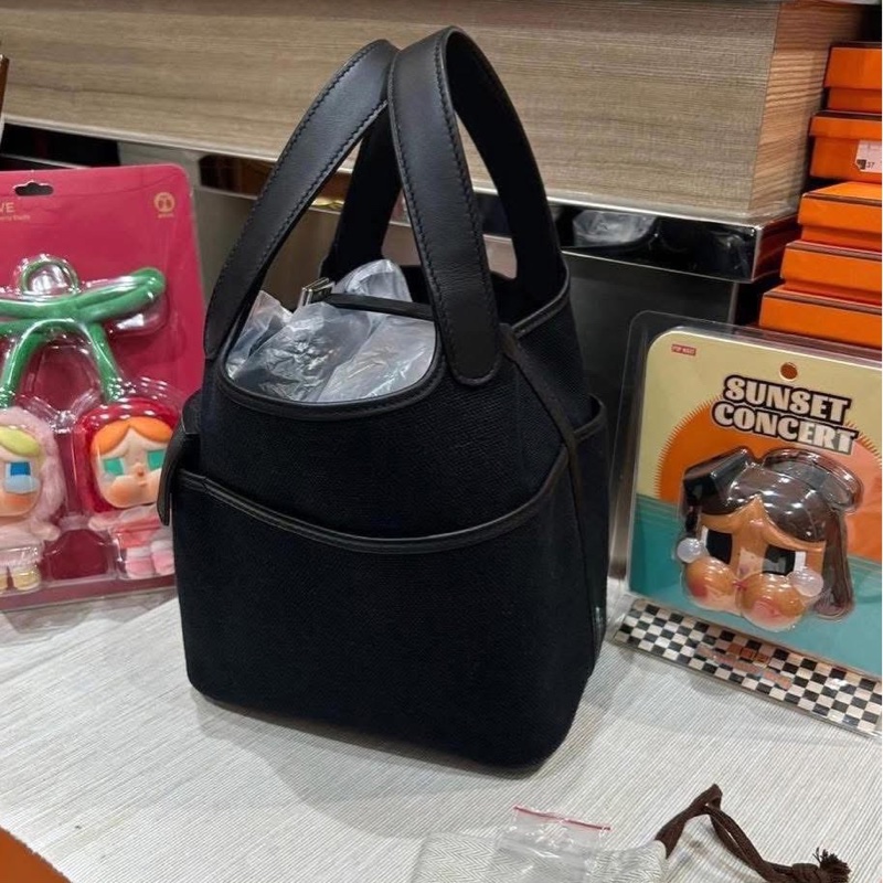 Hermes Picotin 18 cargo,黑銀,STAMP Z-3