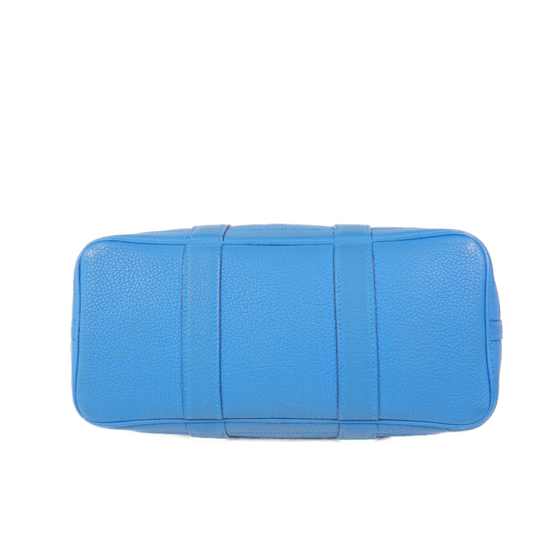 HERMES Clemence皮革Garden Party TPM銀扣手挽袋Turquoise-3
