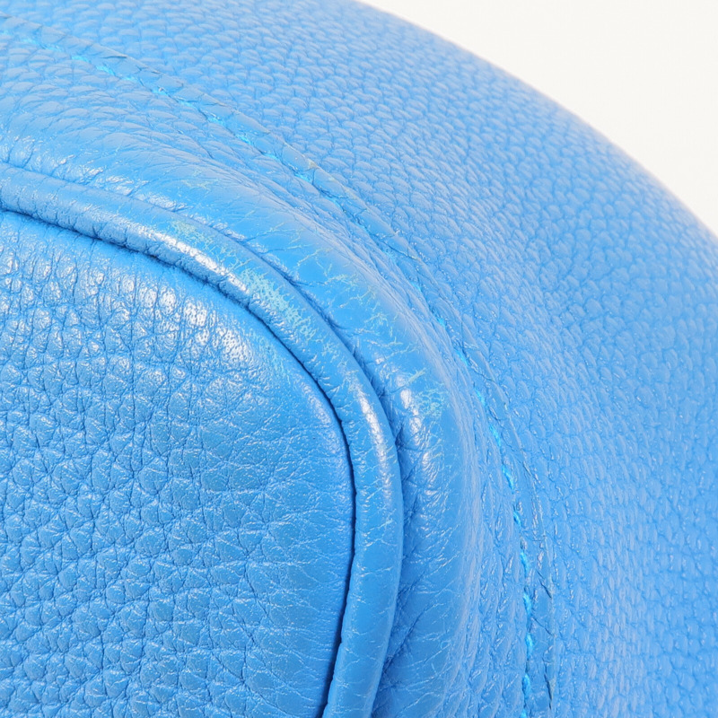 HERMES Clemence皮革Garden Party TPM銀扣手挽袋Turquoise-10