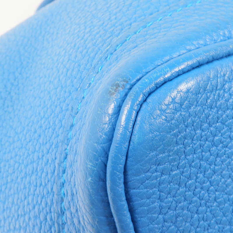 HERMES Clemence皮革Garden Party TPM銀扣手挽袋Turquoise-11