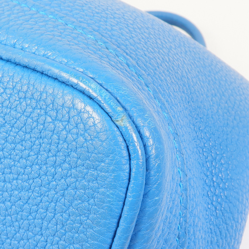 HERMES Clemence皮革Garden Party TPM銀扣手挽袋Turquoise-12