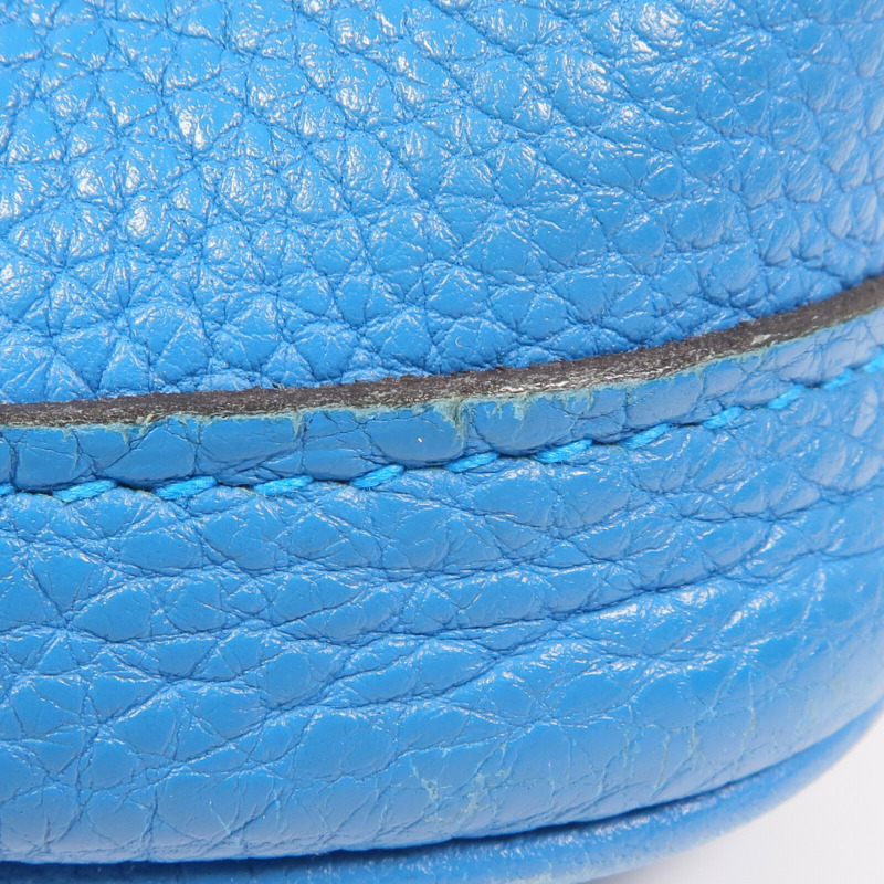 HERMES Clemence皮革Garden Party TPM銀扣手挽袋Turquoise-17