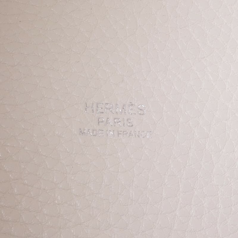 HERMES Clemence皮革Picotin MM銀扣手挽袋Blanc-6
