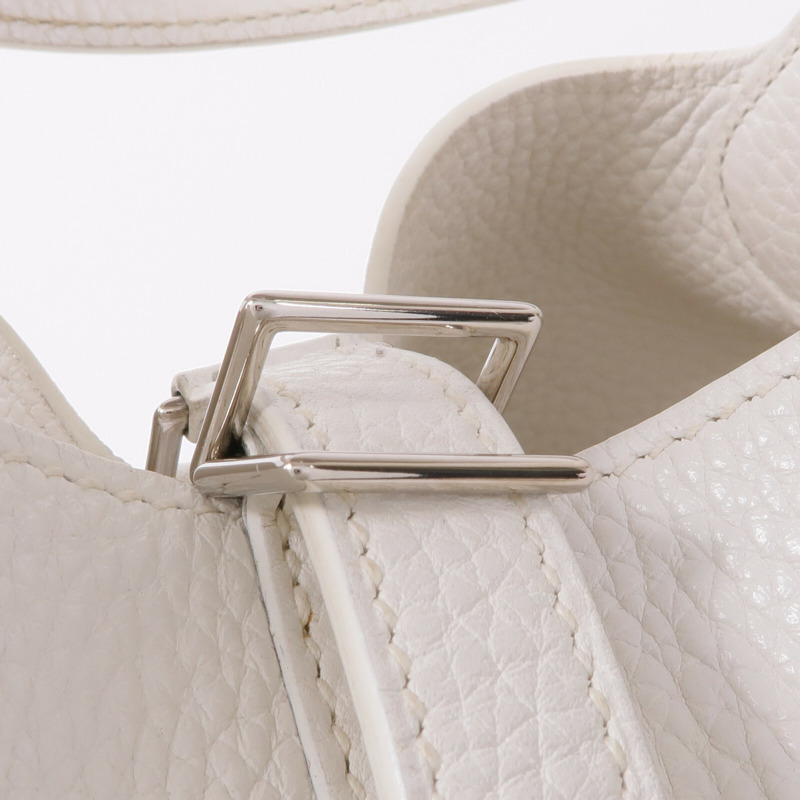 HERMES Clemence皮革Picotin MM銀扣手挽袋Blanc-9