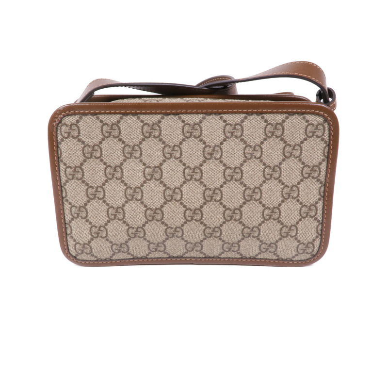GUCCI 塗層帆布GG Supreme金扣肩背袋-1