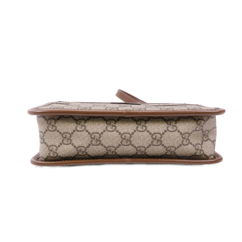 GUCCI 塗層帆布GG Supreme金扣肩背袋-3