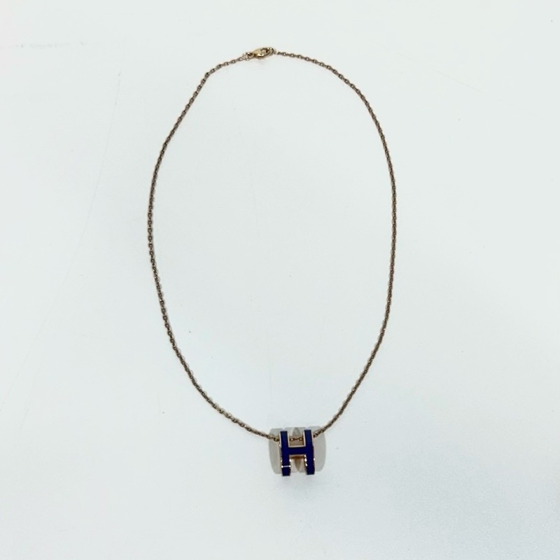 Hermes深藍鑲金邊POP H項鍊-5