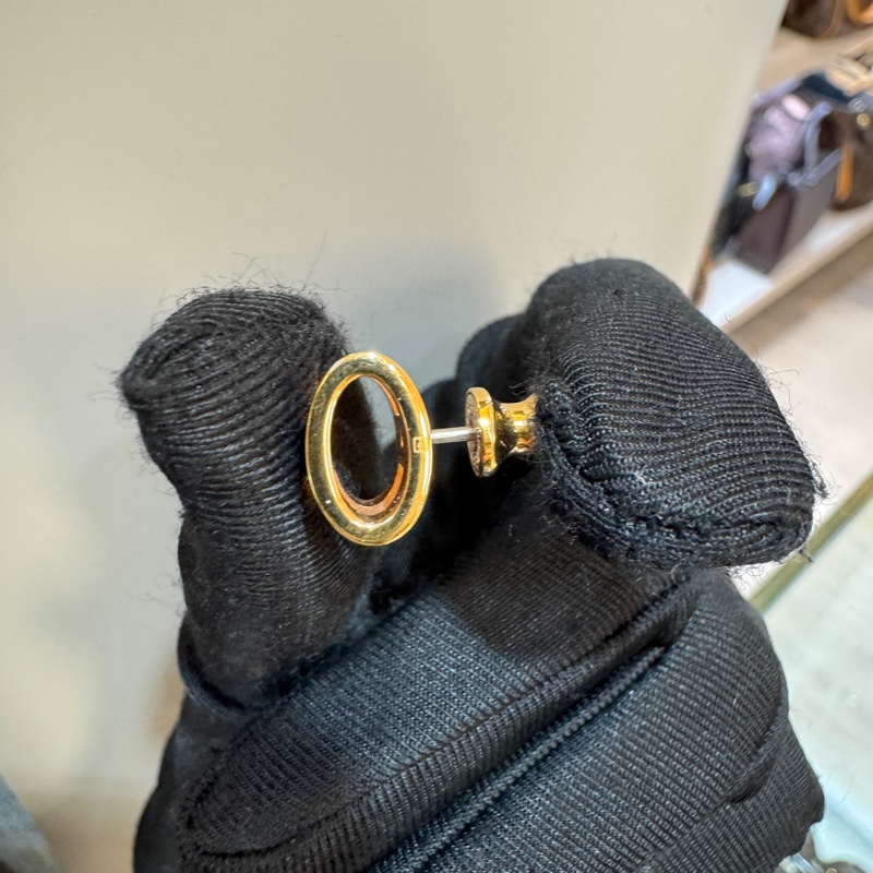 Hermes 深藍鑲金邊H立體耳環-8