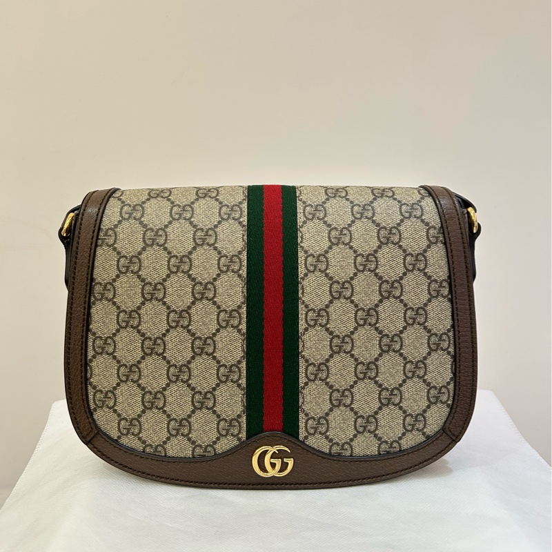 GUCCI咖邊Ophidia圓弧掀蓋斜背包-0