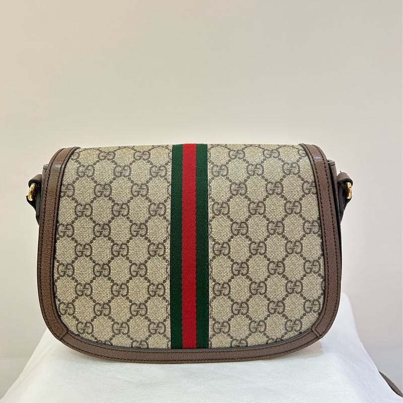 GUCCI咖邊Ophidia圓弧掀蓋斜背包-1