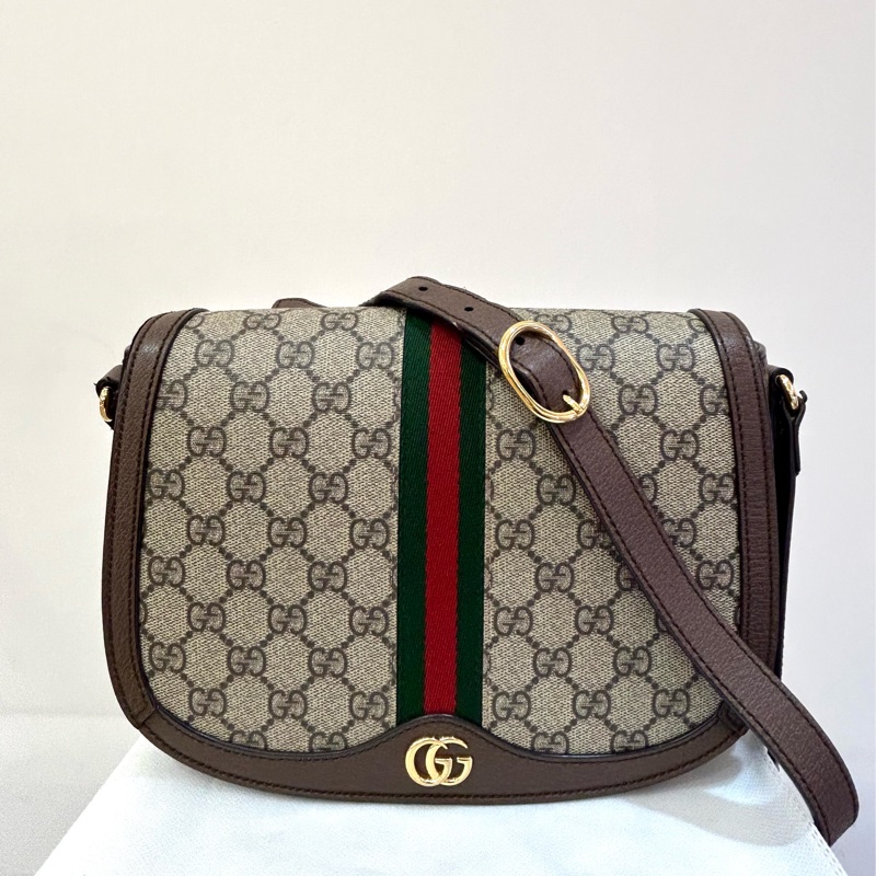 GUCCI咖邊Ophidia圓弧掀蓋斜背包-8