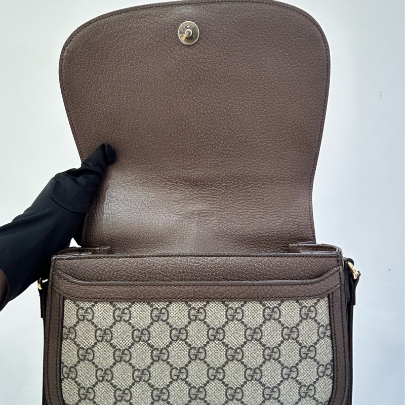 GUCCI咖邊Ophidia圓弧掀蓋斜背包-9