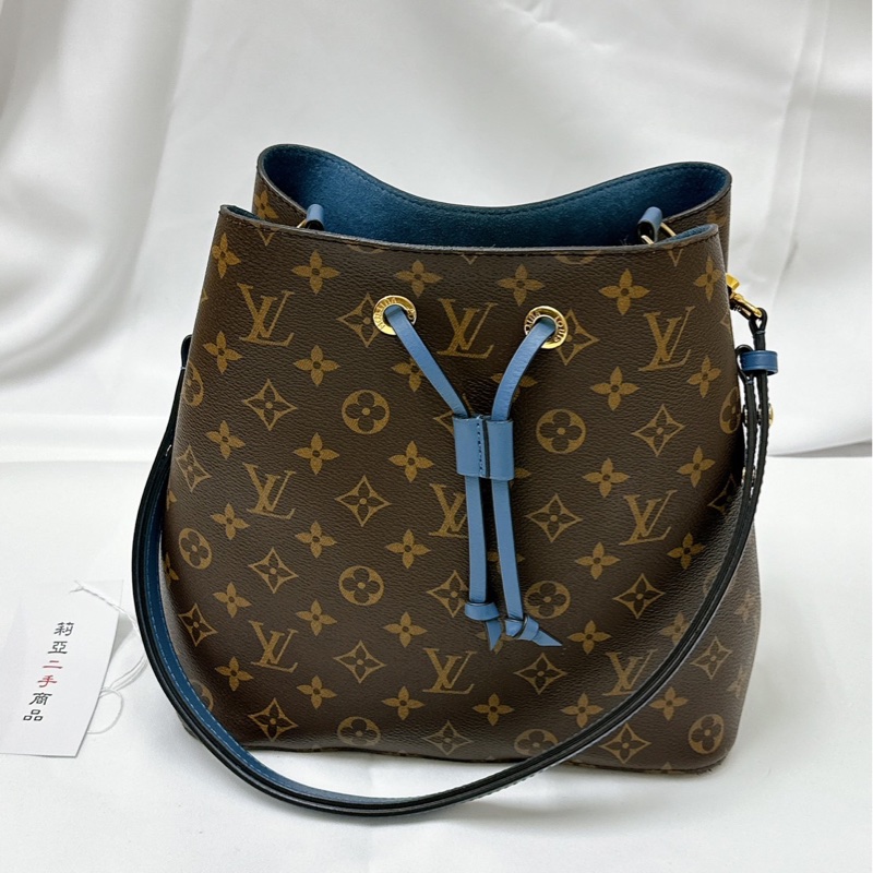 莉亞精品♡LV M43569 藍皮革水桶包 二手-1
