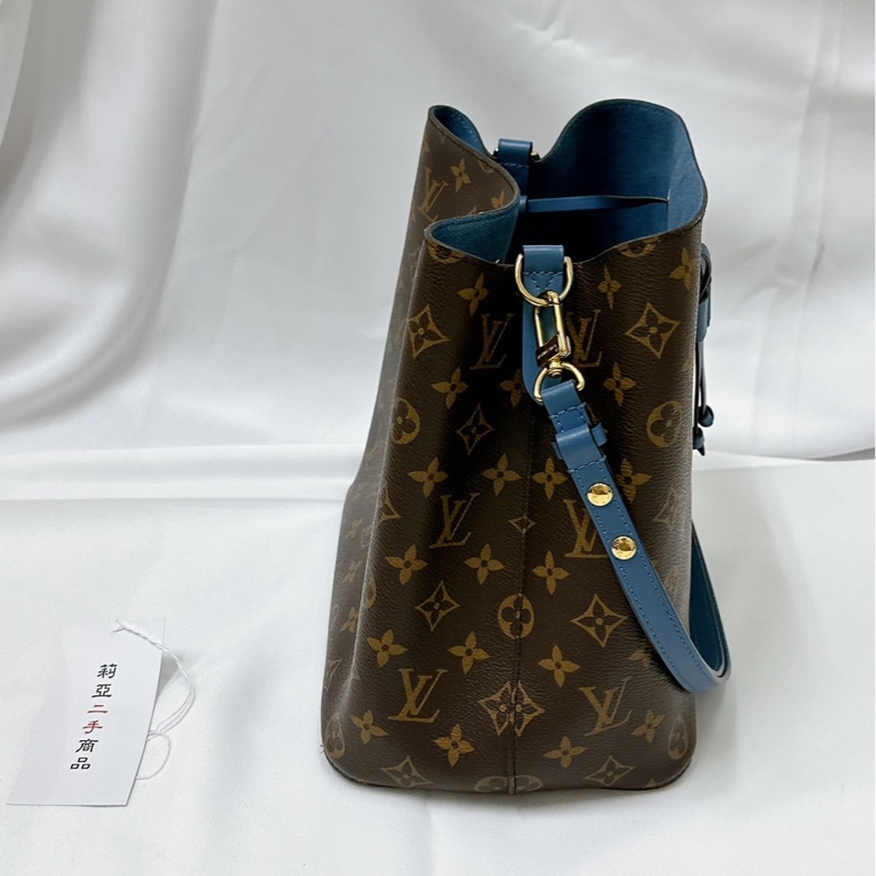 莉亞精品♡LV M43569 藍皮革水桶包 二手-3