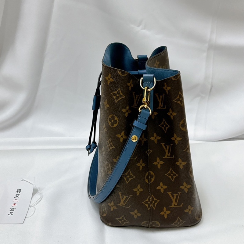 莉亞精品♡LV M43569 藍皮革水桶包 二手-7