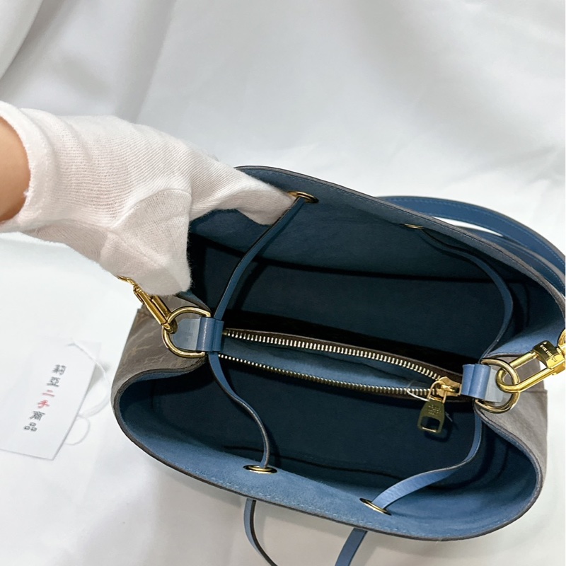 莉亞精品♡LV M43569 藍皮革水桶包 二手-12
