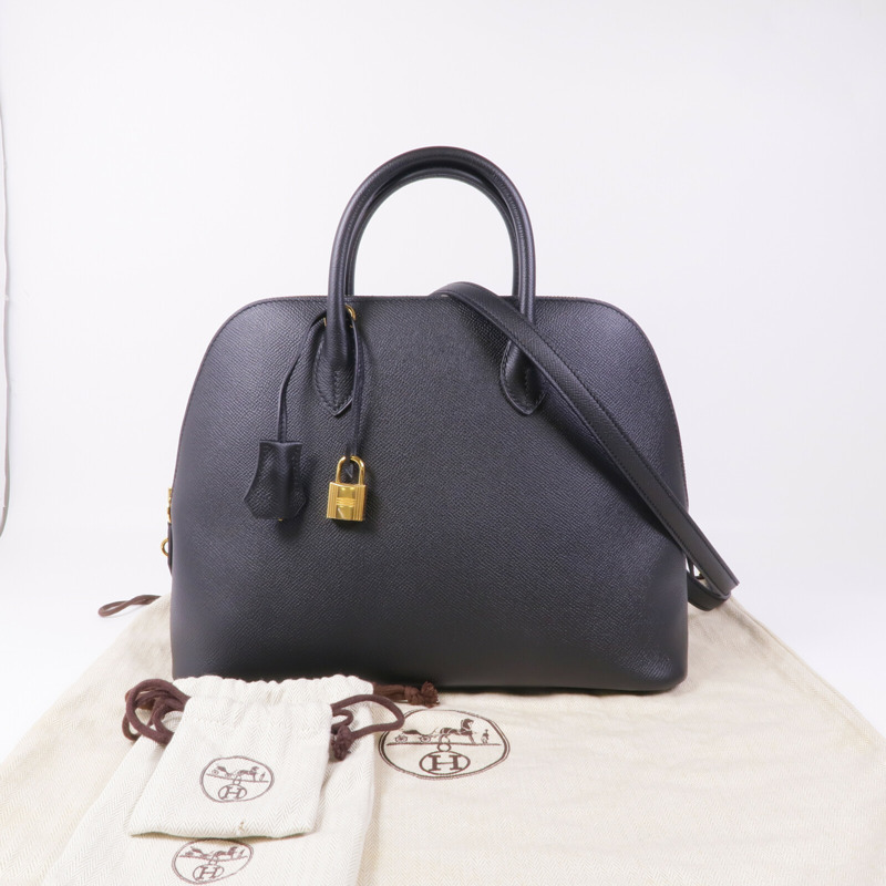 HERMES Epsom皮革Bolide 1923 30金扣手挽肩背兩用袋Noir-14