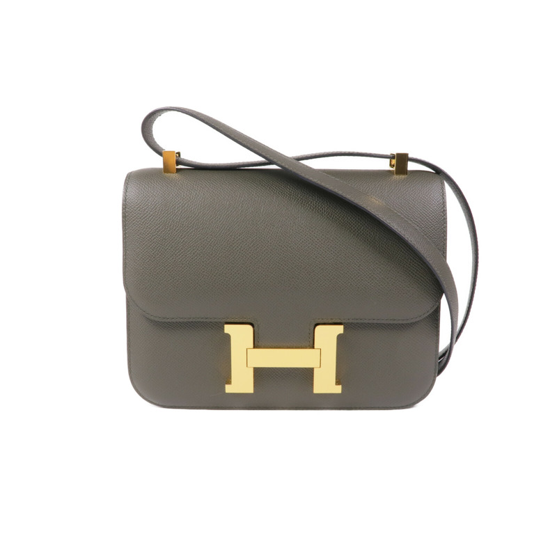 HERMES Epsom皮革Constance 24金扣肩背袋Vert De Gris-0