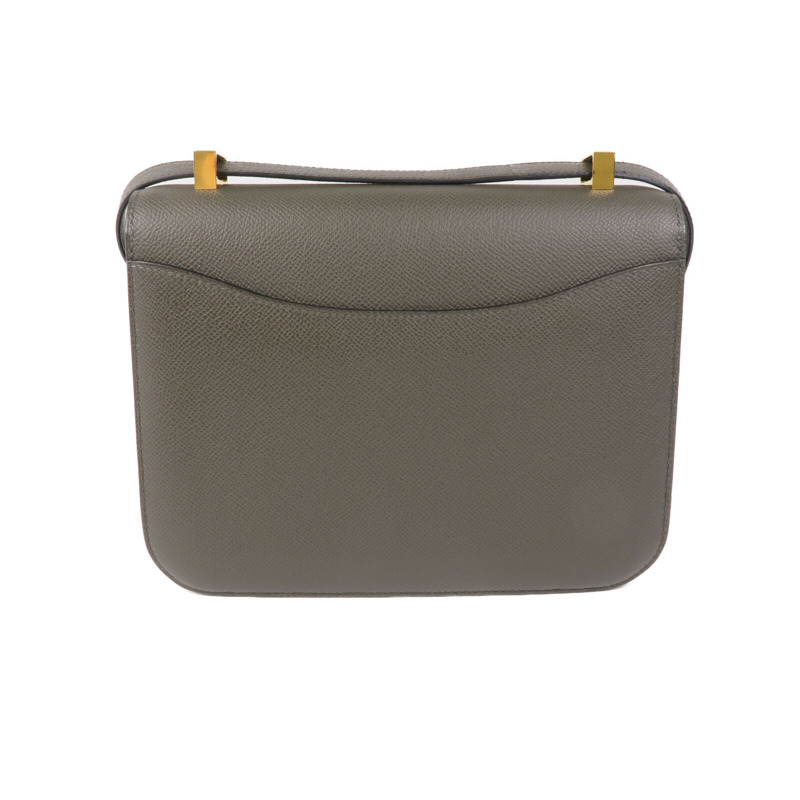 HERMES Epsom皮革Constance 24金扣肩背袋Vert De Gris-1
