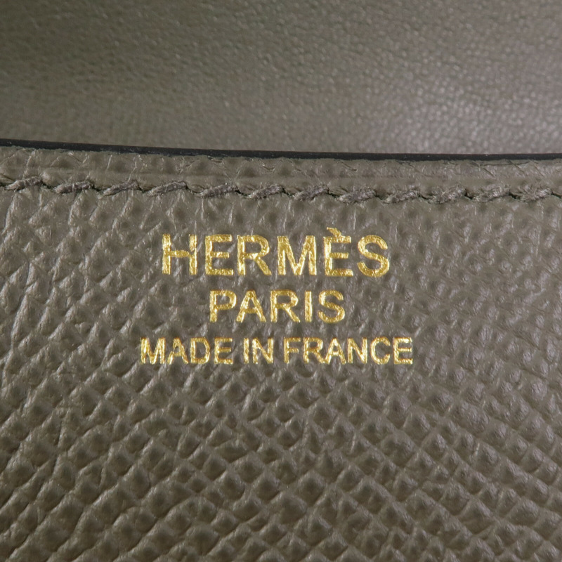 HERMES Epsom皮革Constance 24金扣肩背袋Vert De Gris-5