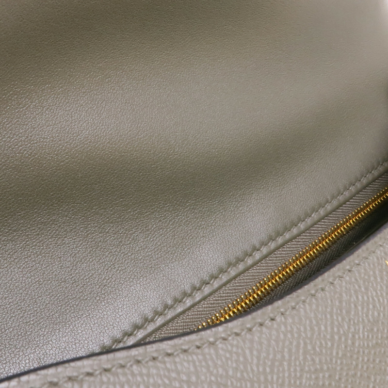 HERMES Epsom皮革Constance 24金扣肩背袋Vert De Gris-10
