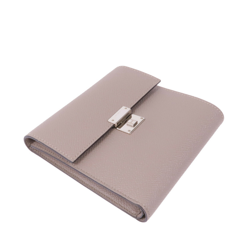 HERMES Epsom皮革Clic Wallet銀扣錢包Etoupe-3