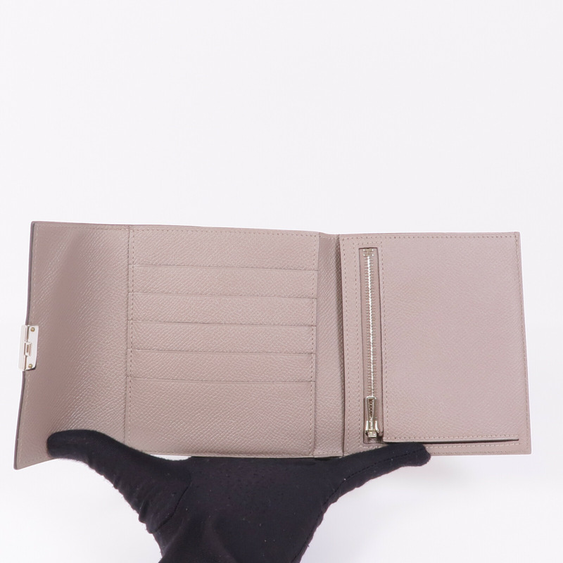 HERMES Epsom皮革Clic Wallet銀扣錢包Etoupe-6