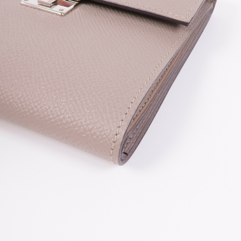 HERMES Epsom皮革Clic Wallet銀扣錢包Etoupe-10