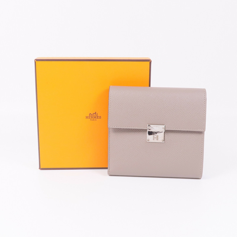HERMES Epsom皮革Clic Wallet銀扣錢包Etoupe-14