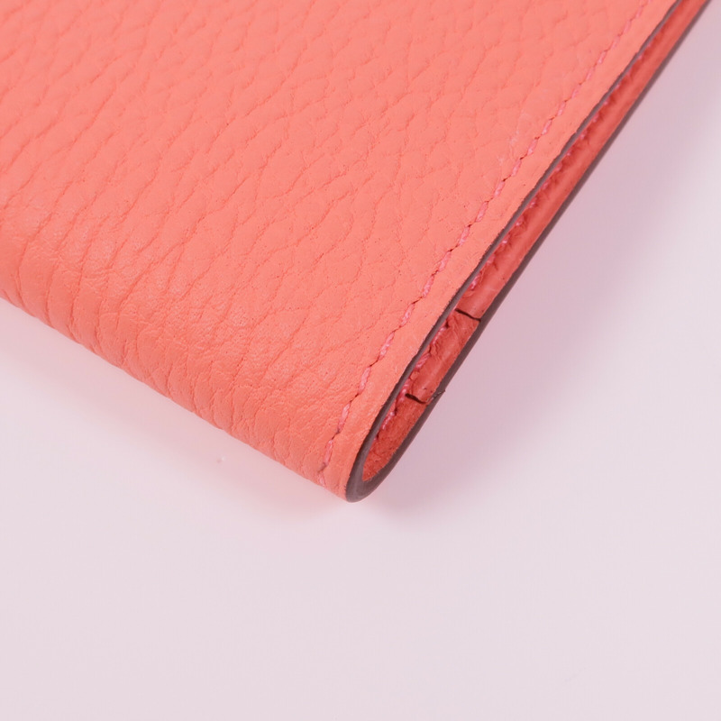 HERMES Clemence皮革Dogon銀扣長錢包Rose Candy-14