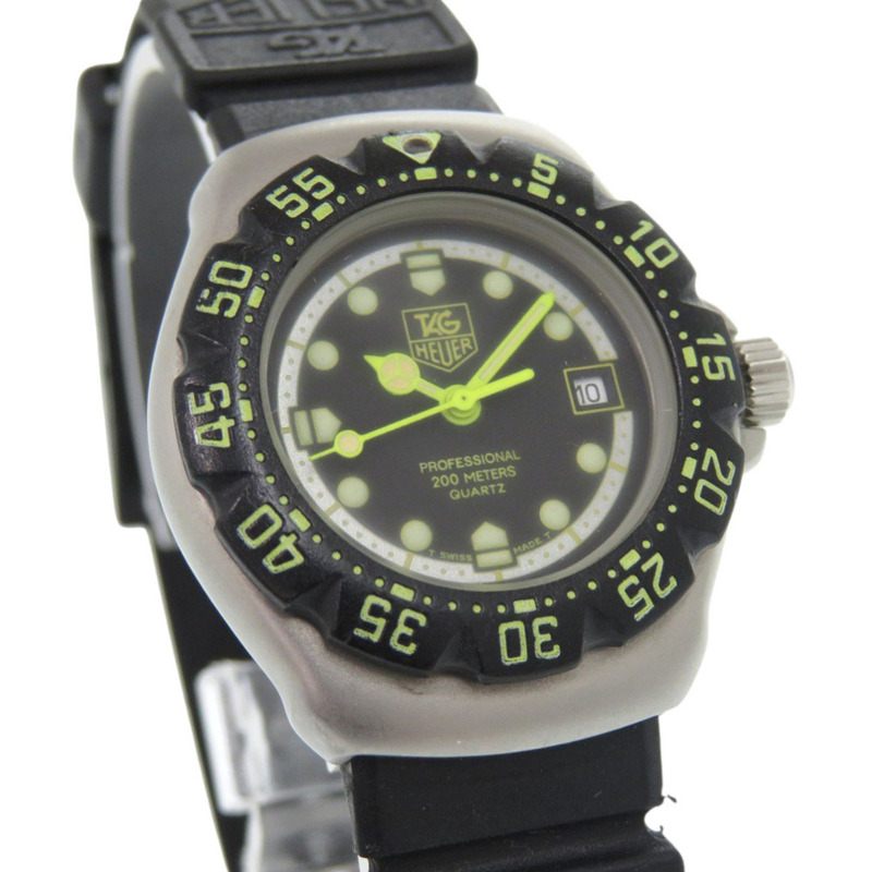 泰格豪雅 Formula 1 376.508 不鏽鋼橡膠黑色錶盤石英腕錶 1046 HEUER-4