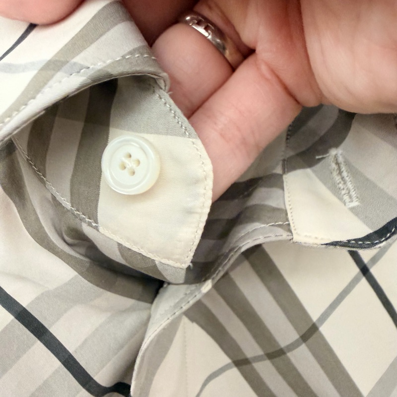 Burberry 灰白色格紋短袖襯衫-4