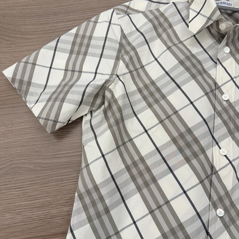 Burberry 灰白色格紋短袖襯衫-5