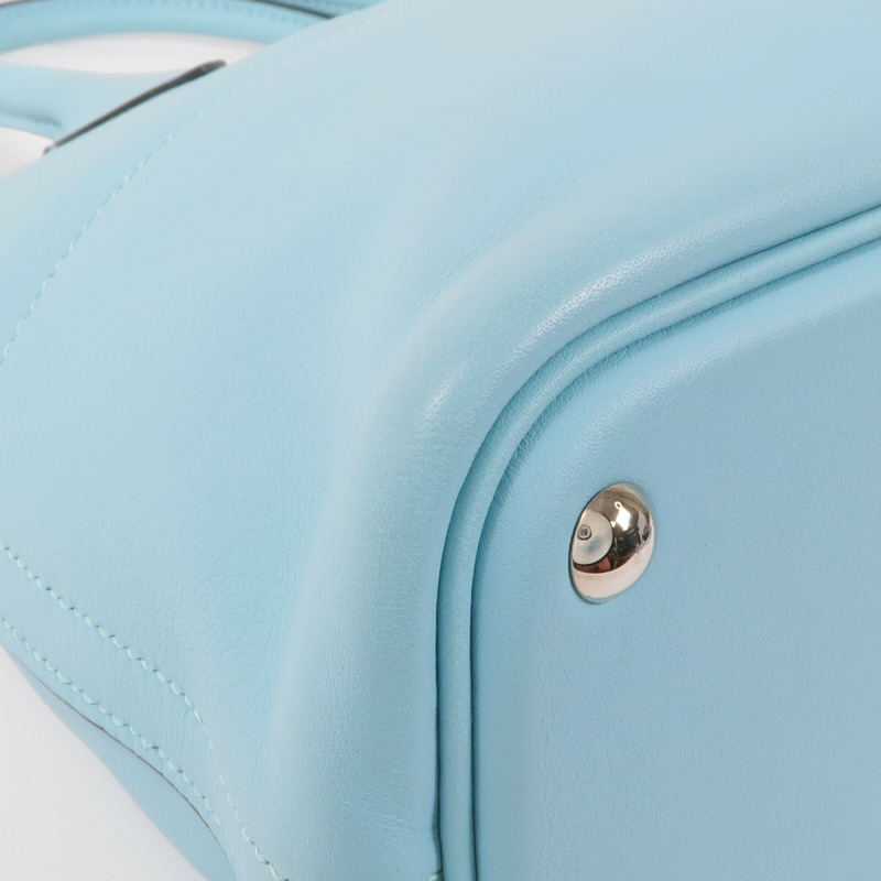HERMES Swift皮革Bolide 27銀扣手挽肩背兩用袋Bleu Atoll-12