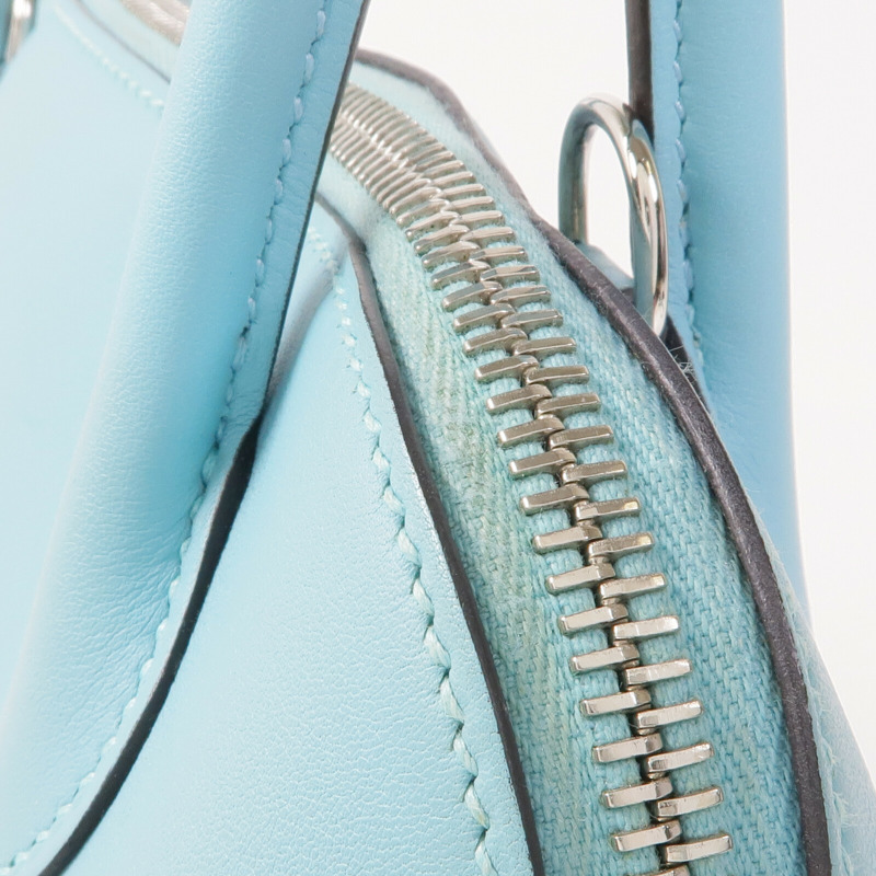 HERMES Swift皮革Bolide 27銀扣手挽肩背兩用袋Bleu Atoll-15