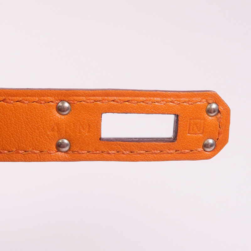 HERMES Swift皮革Kelly Pochette銀扣手挽袋Orange-7