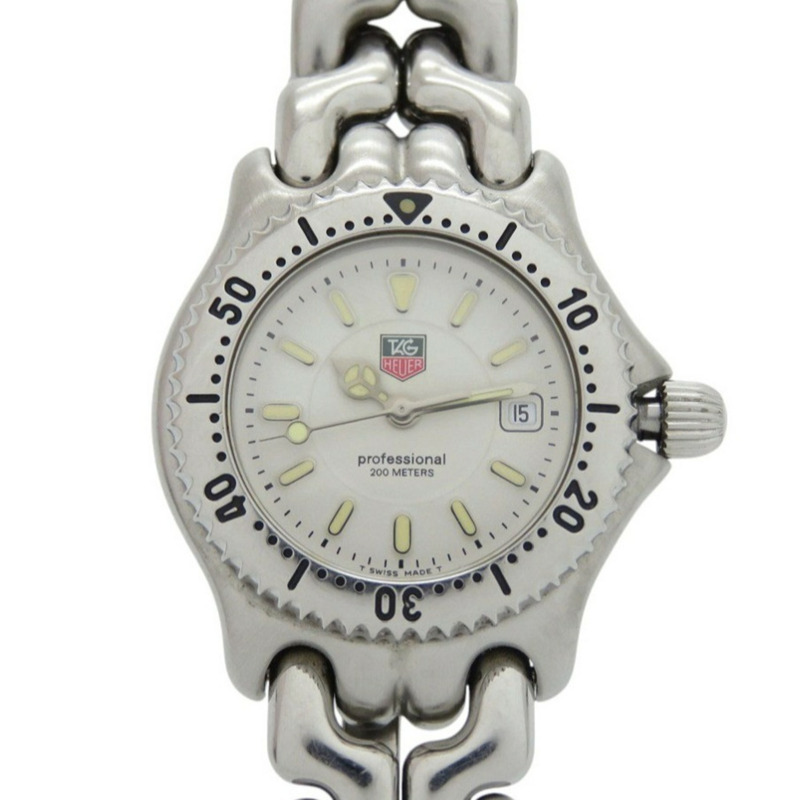 泰格豪雅 WG1312-2 Cell Date 不鏽鋼腕錶,白色錶盤,銀色石英機芯,1048 HEUER-0