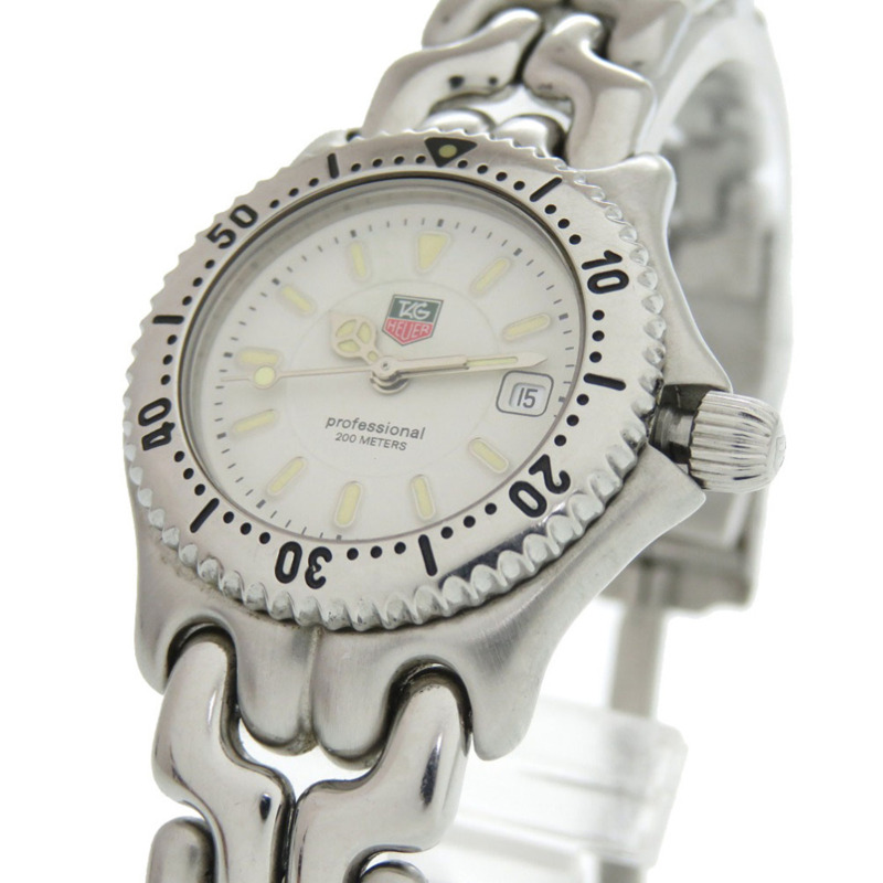 泰格豪雅 WG1312-2 Cell Date 不鏽鋼腕錶,白色錶盤,銀色石英機芯,1048 HEUER-1