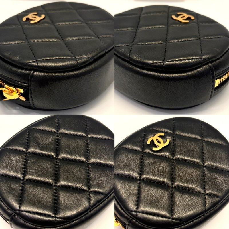 CHANEL Matelasse 手拿包，黑色小羊皮，迷你十字繡零錢包，AP0217-2