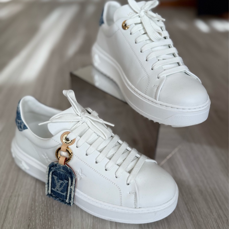 LV 白色拚牛仔單寧掛牌厚底休閒鞋 37號-0