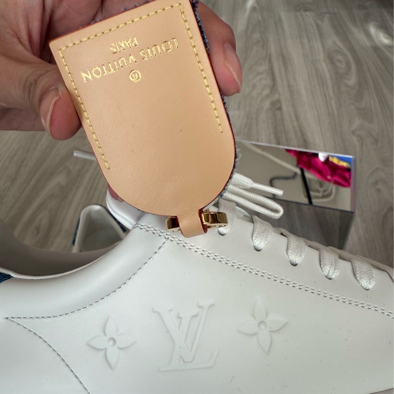 LV 白色拚牛仔單寧掛牌厚底休閒鞋 37號-5
