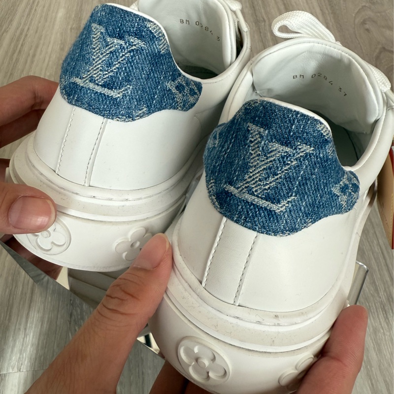 LV 白色拚牛仔單寧掛牌厚底休閒鞋 37號-6