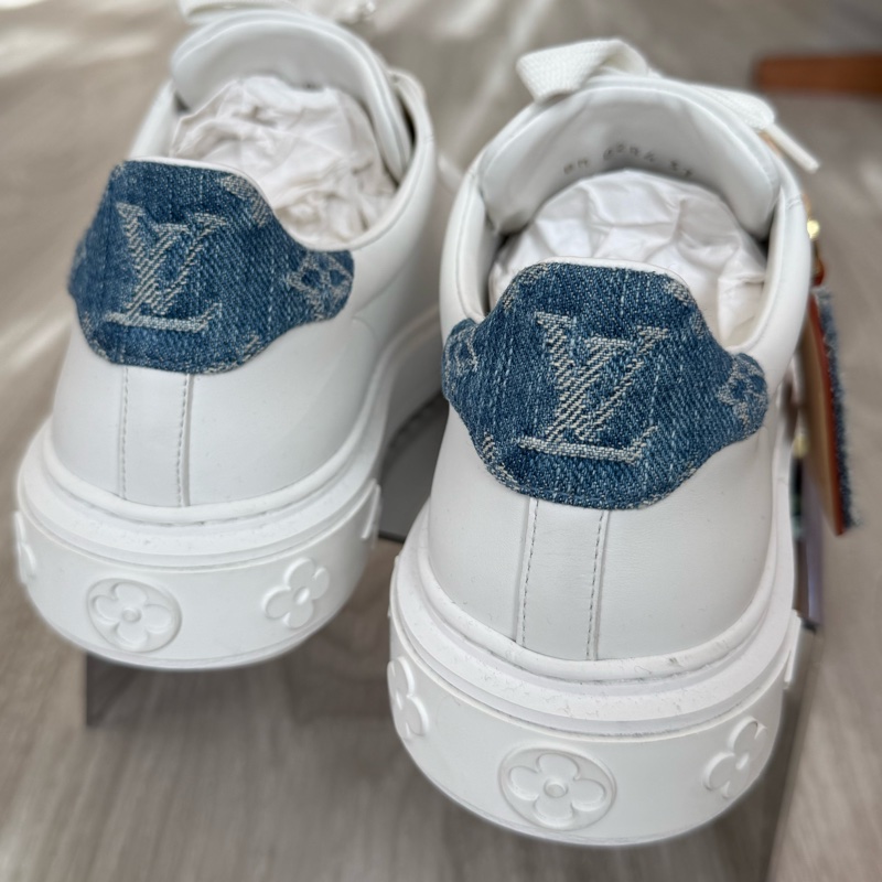 LV 白色拚牛仔單寧掛牌厚底休閒鞋 37號-7