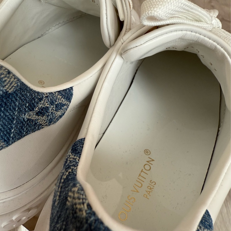 LV 白色拚牛仔單寧掛牌厚底休閒鞋 37號-8