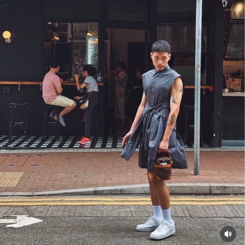 四袖背心襯衫/打褶短褲(整套)-1